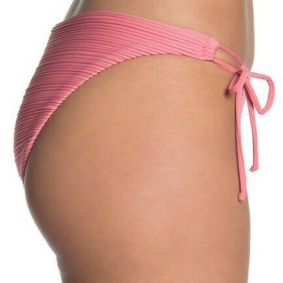 New Robin Piccone Lily Tie Bikini Bottoms 190763 Pink Lemonade Medium - Picture 3 of 14